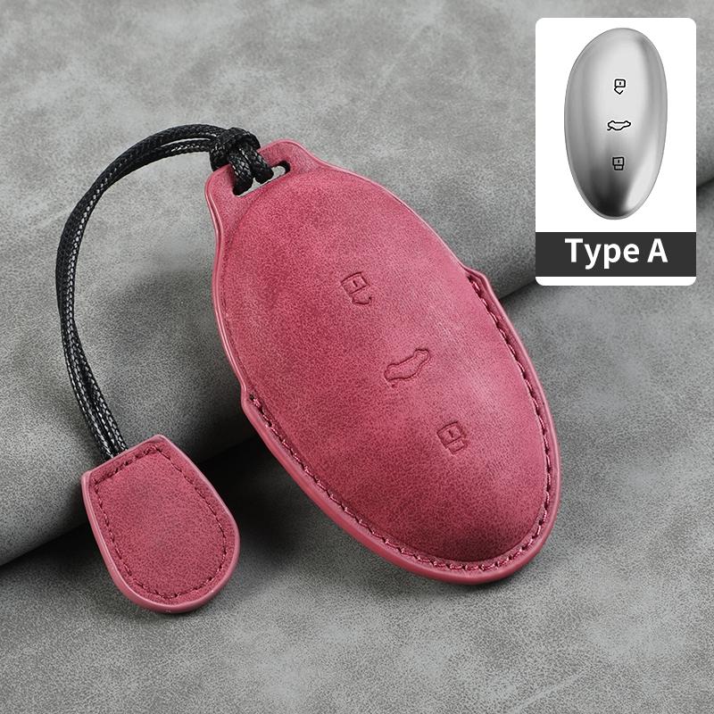 For RISING AUTO F7 R7 22-23 Leather Car Key Bag Case Wallet Holder Key Cover Key Chains