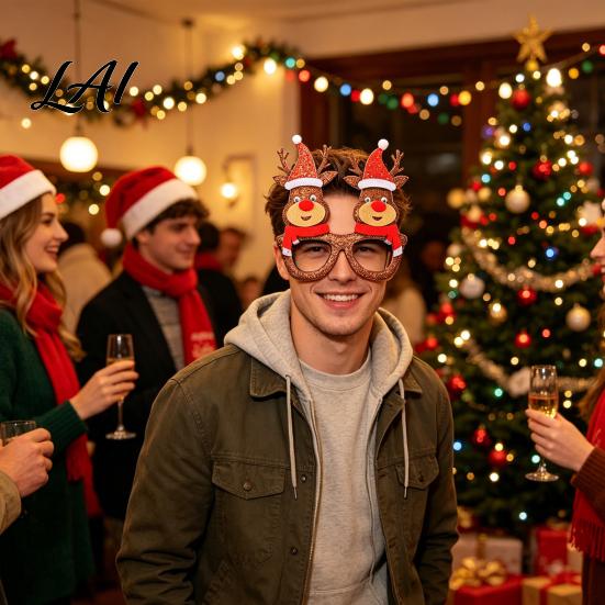 Christmas Decoration Glasses Glasses Glitter Holiday Party Frames Santa Hat Snowman Tree Bear Funny Eyeglasses for Favors