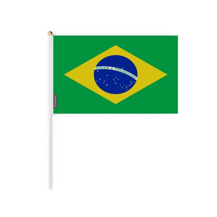 Drapeau Miniature - Brésil - 20 X 30 Cm - 100 Pièces - Polyester - Léger - Recto/Verso