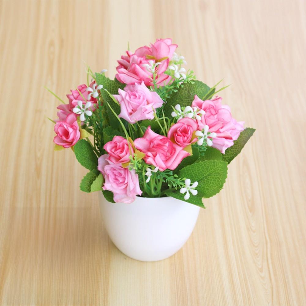 Rose Artificial Potted Plant Plastic False Plants Ornament Potted Plant  Wedding Arrangement