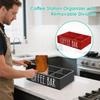 Wooden Coffee Bar Organizer 4-Grid Coffee Station Countertop Storage Box With Removable Dividers Kitchen Tea Cup Container