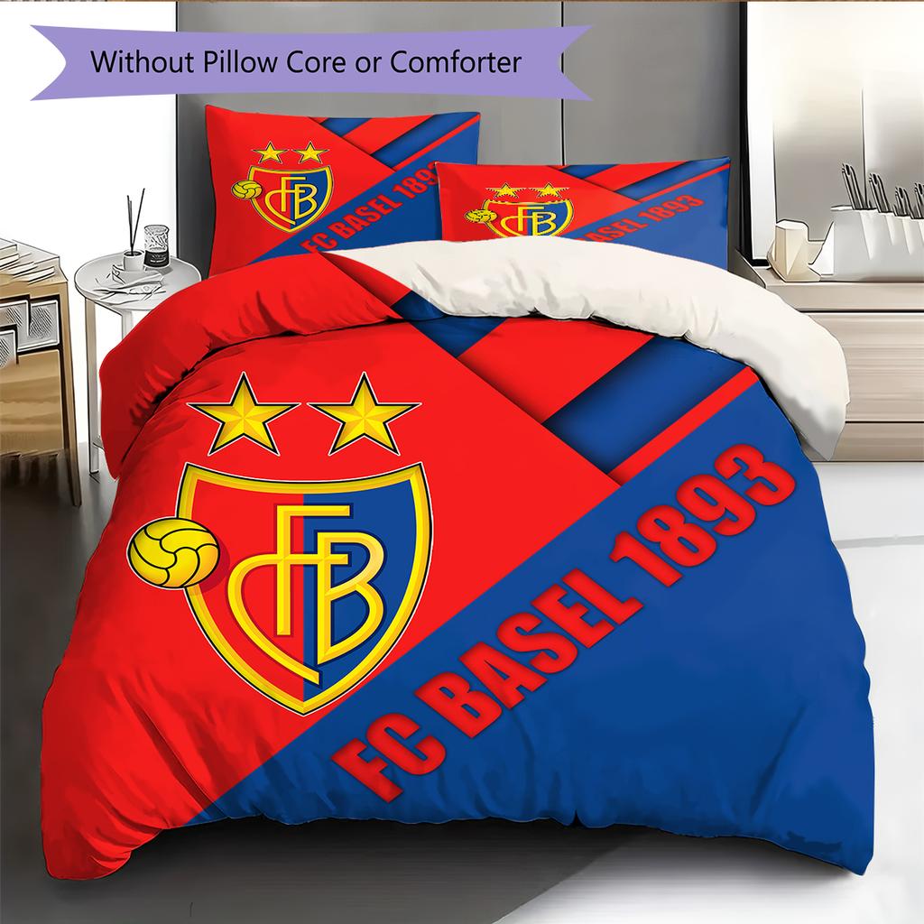 FC Basel Vzorované povlečení Domácí dekorace Narozeninový dárek (1 * povlak na peřinu + 2 * povlak na polštář, bez jádra)