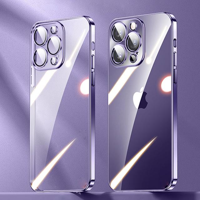 Plating Frame With Lens Protection Film Clear Phone Case For Iphone 14 13 12 11 Pro Max Xs Mini Xr X 7 8 Plus Se 2022 2020 Cover