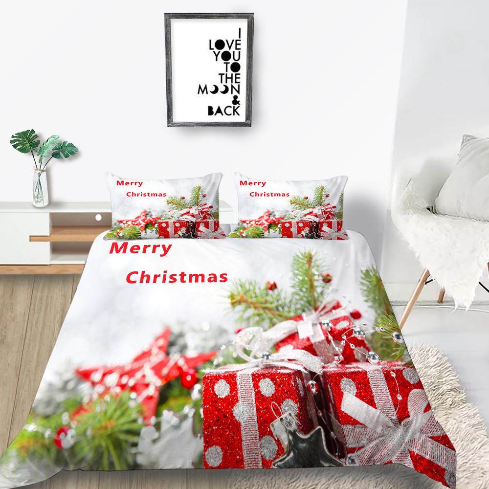 Bettwäscheset, neue Tagesdecke, 3D-Weihnachtsdekoration, Familienschlafzimmer, Einzelbett, Doppelbett, volle Größe, Steppdecke und Kissenbezug, Mikrofaser