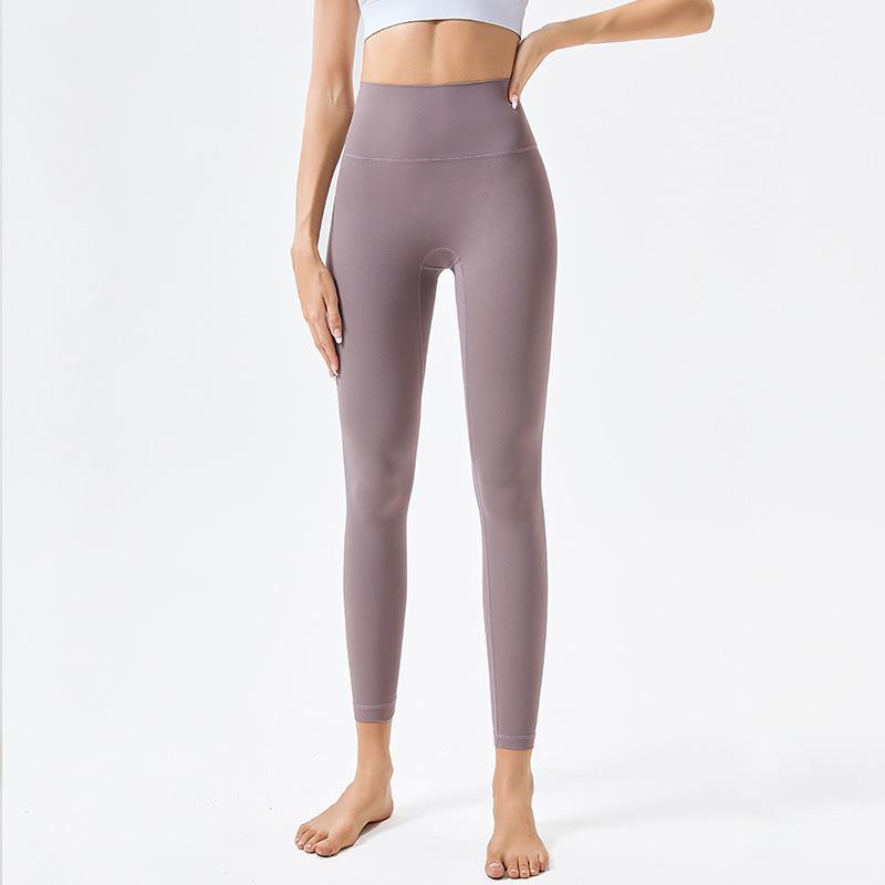Women's European-Style Nude Yoga Pants: High Waist, Hip Lifting, Abdomen Tightening, Seamless, Nine-Point Length