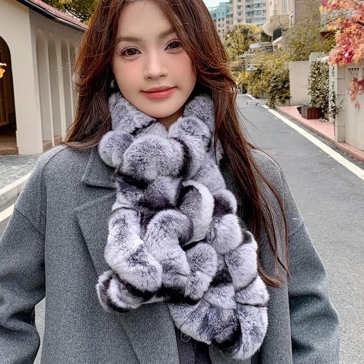 Sciarpa in Pelliccia di Coniglio Rex di Alta Qualità Invernale Scaldamani e Sciarpa Combinati per Donna Calda Traspirante Moda Prodotto di Fascia Alta