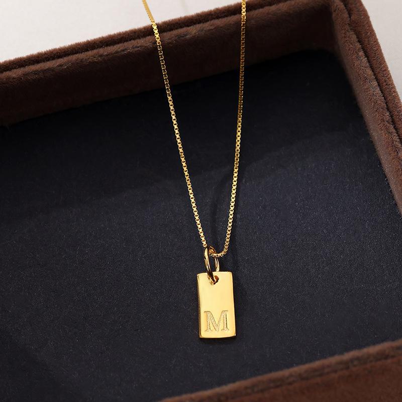 Banyan Tree Sterling Silver Square Letter Pendant Necklace