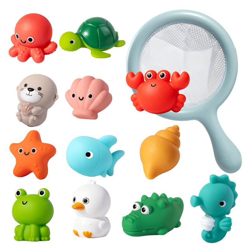 Baby Bath Toy Frog Net Fishing Floating Squishy Water Play Toy
