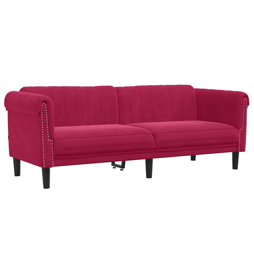 3 Seater Sofa in Burgundy Velvet