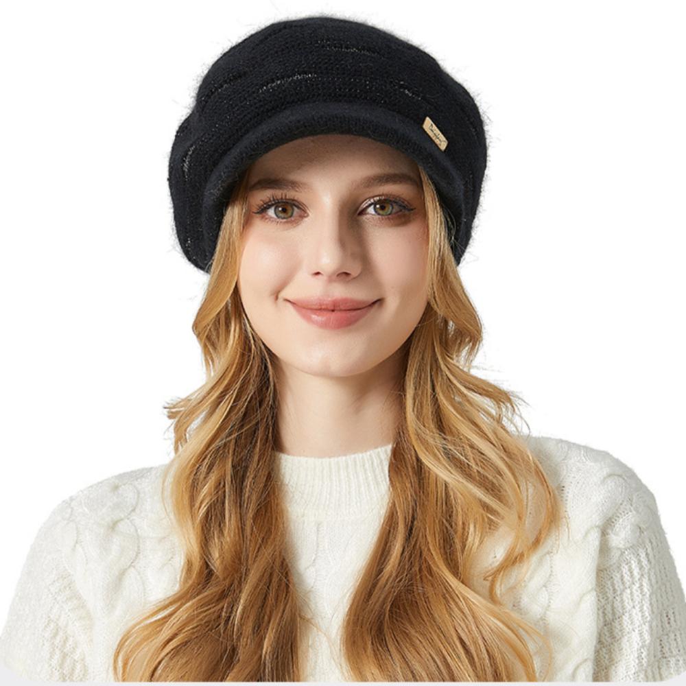 Rabbit Fur Hat Winter Thickened Middle-aged and Elderly Warm Hat Elegant High Elastic Double Layer Plus Velvet Ear Protection Hat
