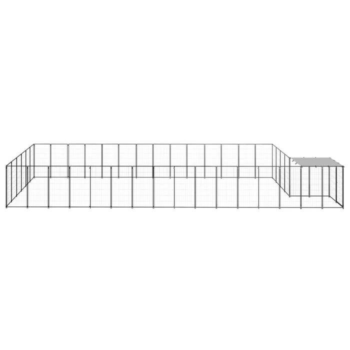 VidaXL Chenil Noir 26,62 m² Acier Enclos pour Chiots Cage Chiens Extérieur 3082217
