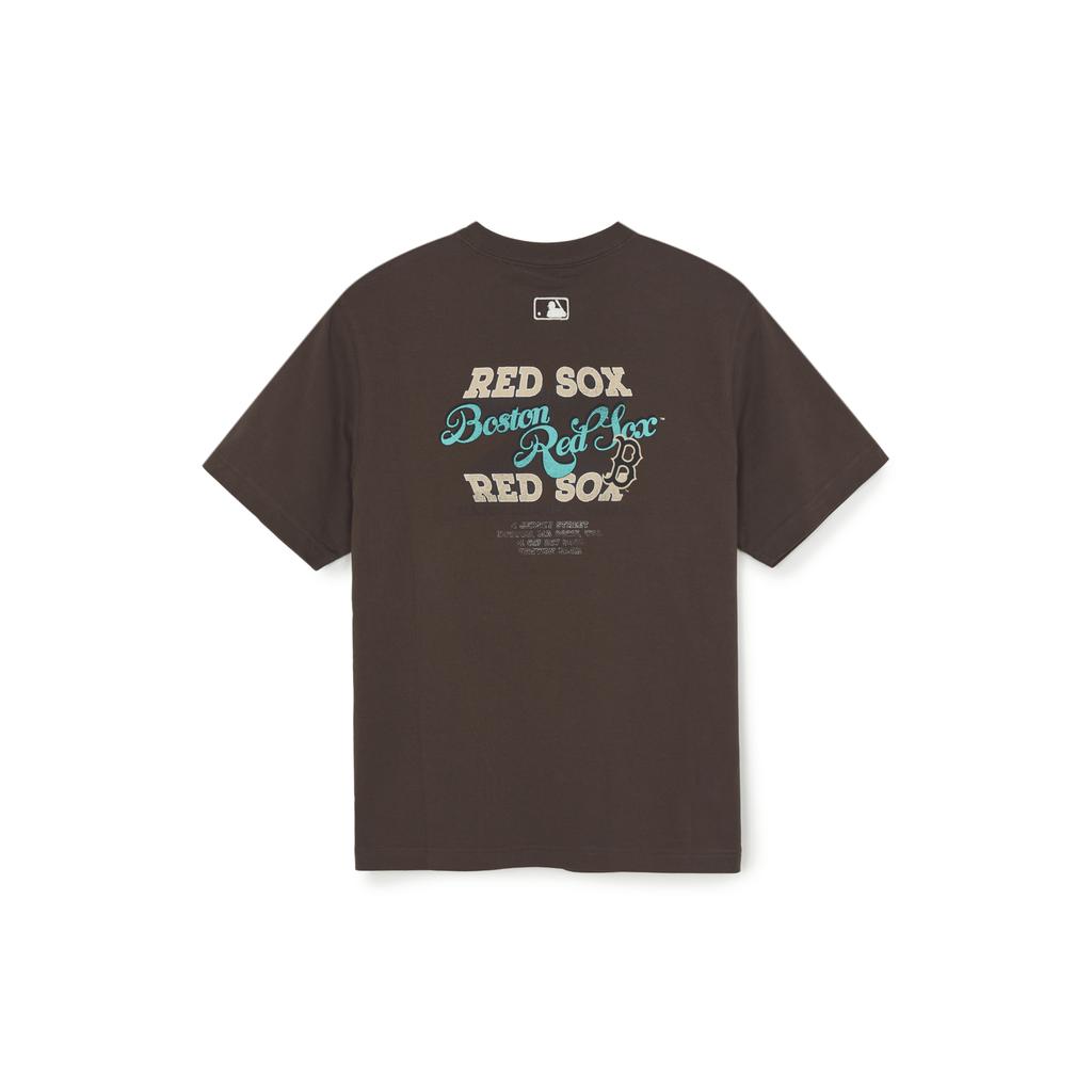 MLB Boston Red Sox Oversized Crew Neck Short Sleeve Letter Print T-Shirt Unisex T-Shirts Brown 3ATSV1663-43BRD