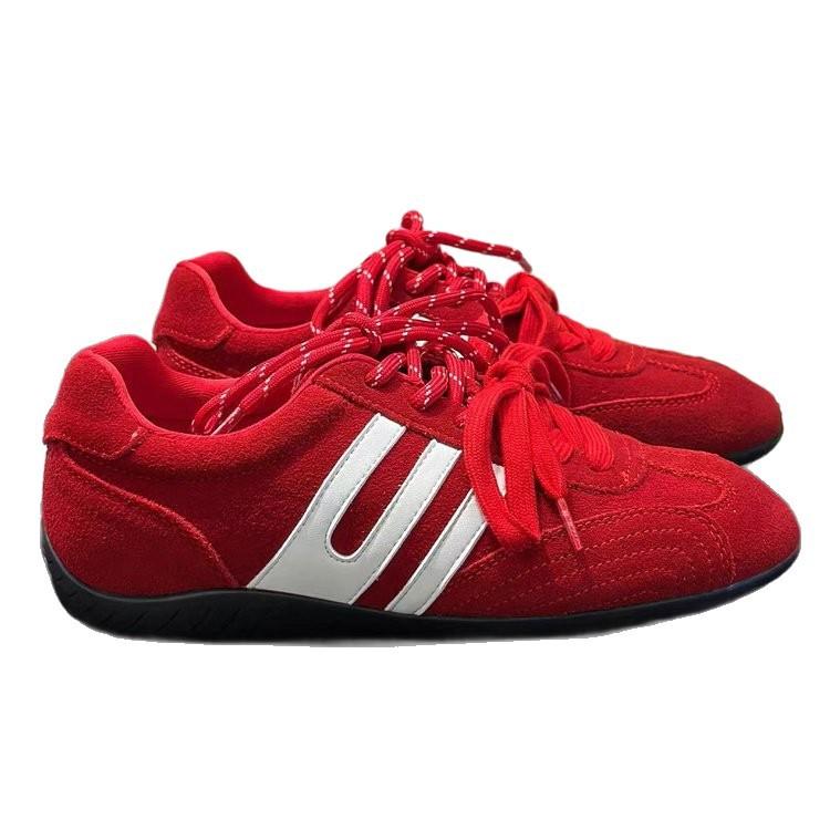 Zhang Ruonan's Same Track Formula Racing Shoes 2025 Autumn New Thin-soled Red German Training Shoes Women's Shoes