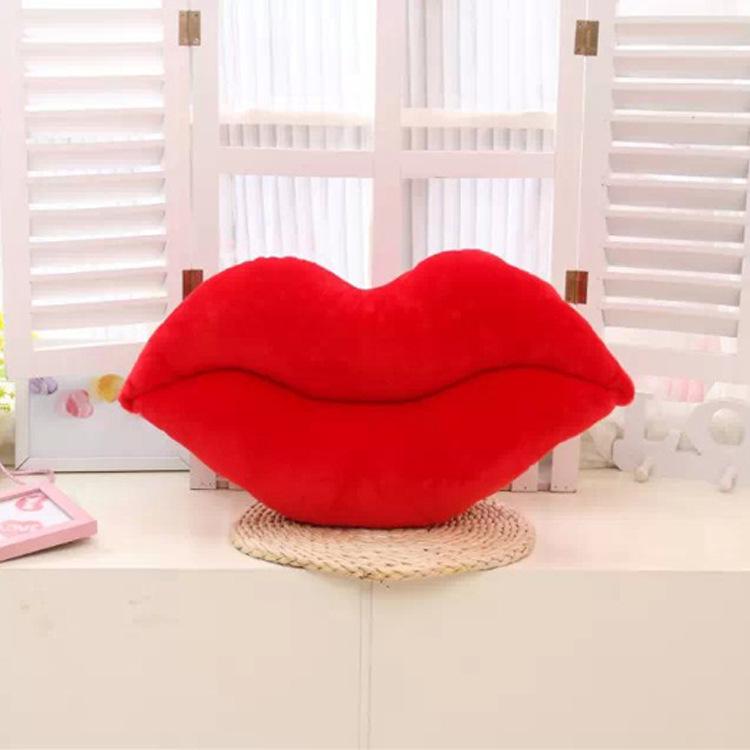 Cojín Decorativo Creativo de Peluche Labios Rojos - Lindo, Sexy, Novedoso para Decoración del Hogar