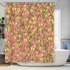 Pink Floral Shower Curtain with Yellow Flowers Bathroom Decor for Girls, Waterproof Shower Curtains, Modern Design Home Accessor