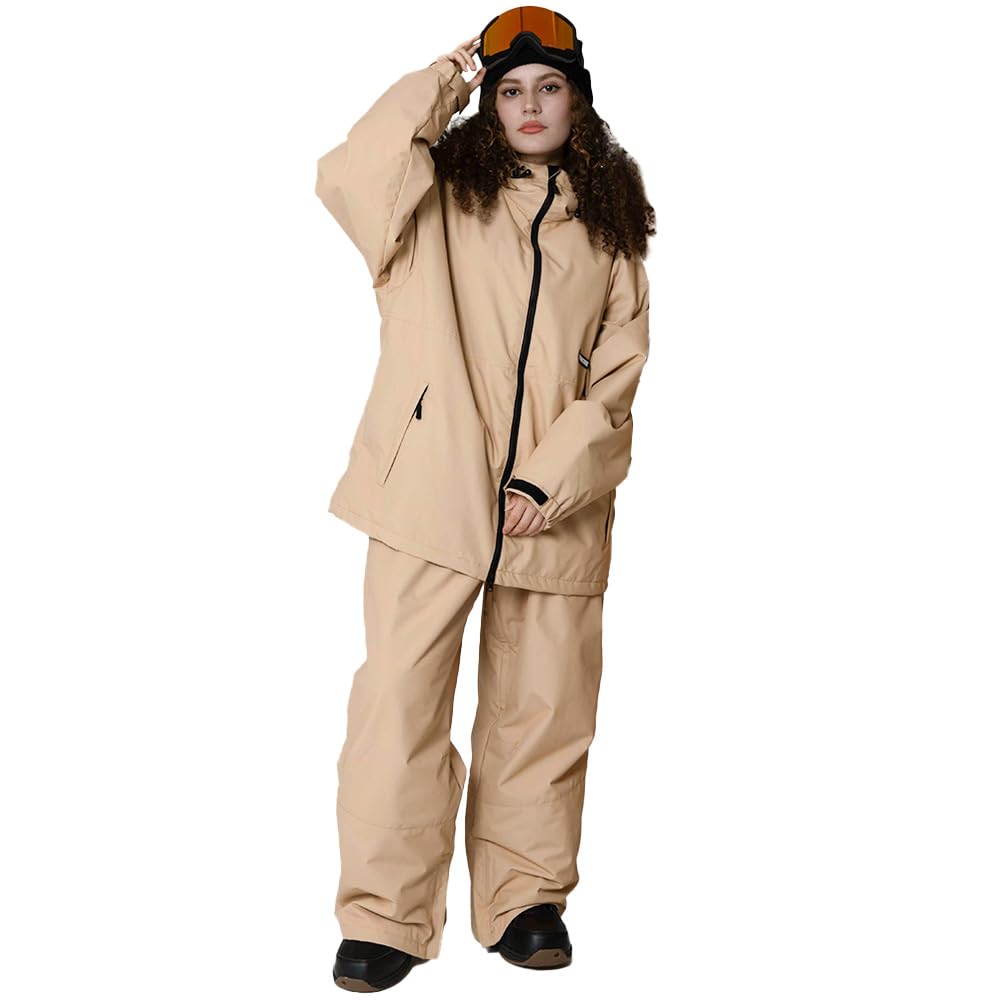 BOARDEE Snowboard Wear Set x Size Women's (Jacket Pants/Beige, L) BD24JFOT01U×OB01U