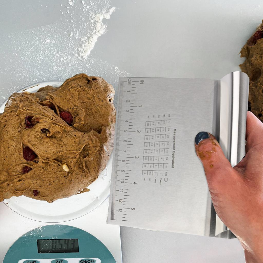 Pro Dough Scraper/Cutter/Chopper Stainless Steel Mirror Polished With Measuring Scale Multipurpose- Cake, Pizza Cutter - Bread Separator Scale Knife