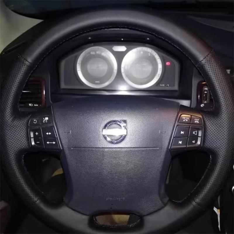 

Для Volvo S80 2006-2009 XC70 2007-2010 V70 2009 Ручна зшивка бежева Шкіра нековзна Автомобільна накладка на кермо 2