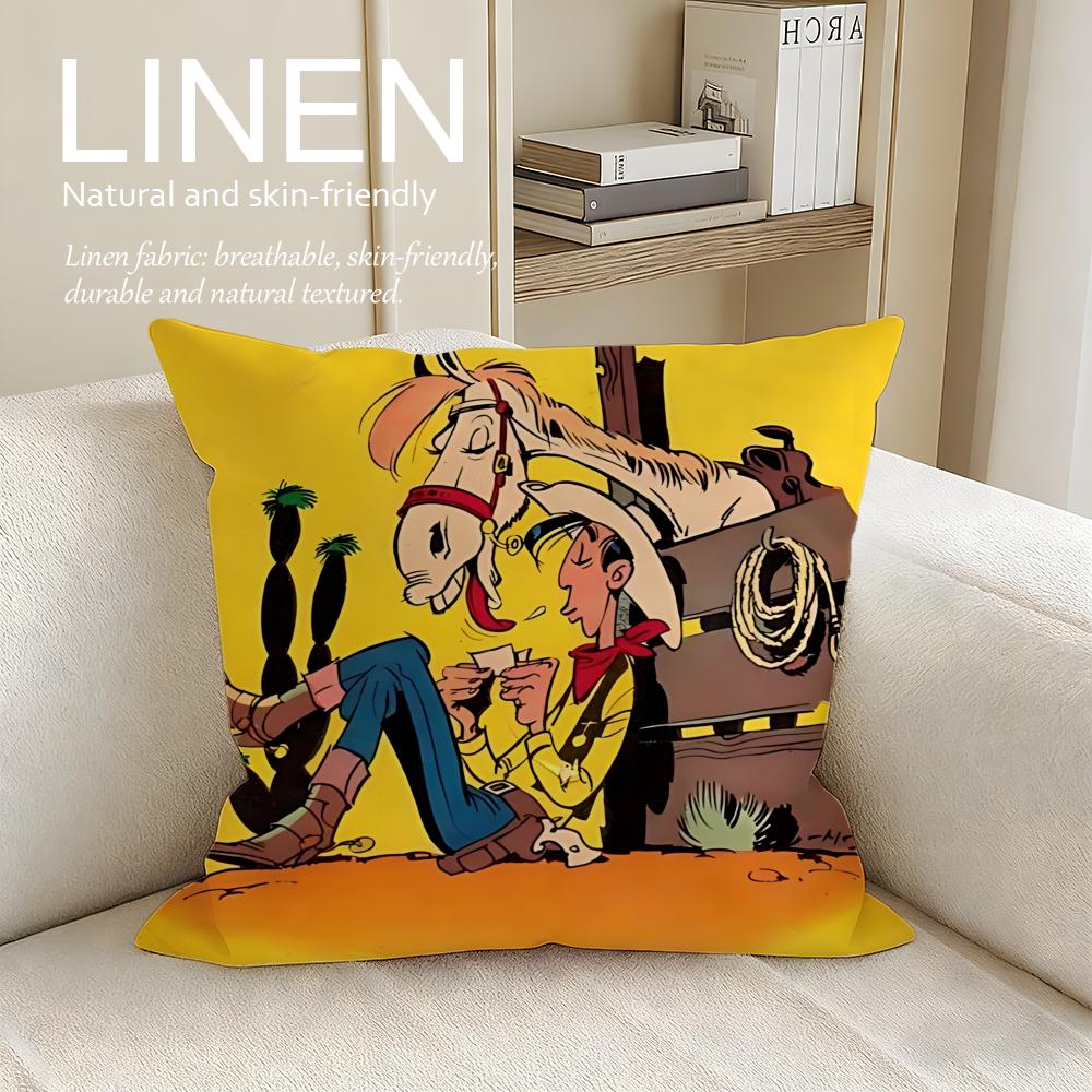 Cartoon Lucky Luke Cushion Cover Pillowcase Set Pcs x x Breathable Washable Sofa Cushion Cover