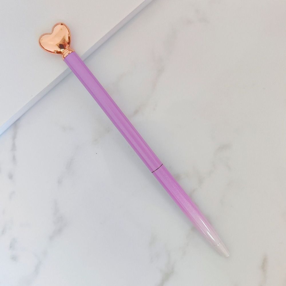 Black Ink Love Heart Ballpoint Pen Mental Writing Pen Aesthetic Neutral Pen  Back To School