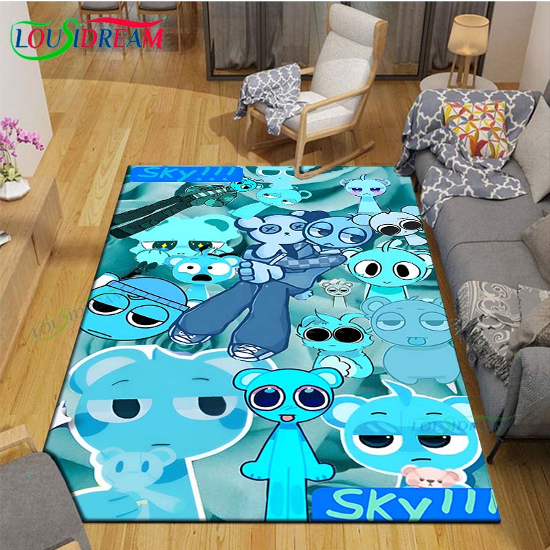 Fashion S-Sprunki Incredibox Game Carpet Outdoor Rug Area Rug Non-Slip Carpet Bedroom Decor Carpet For Room Kid Gift
