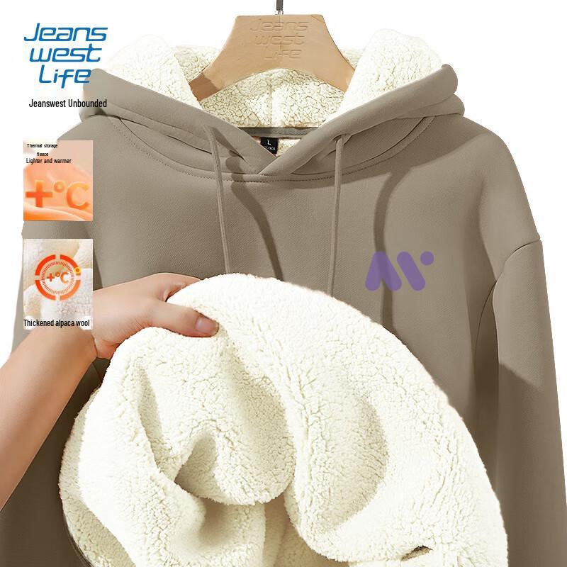 

JEANSWEST LIFE Men s Plush-Lined Hooded Sweatshirt M