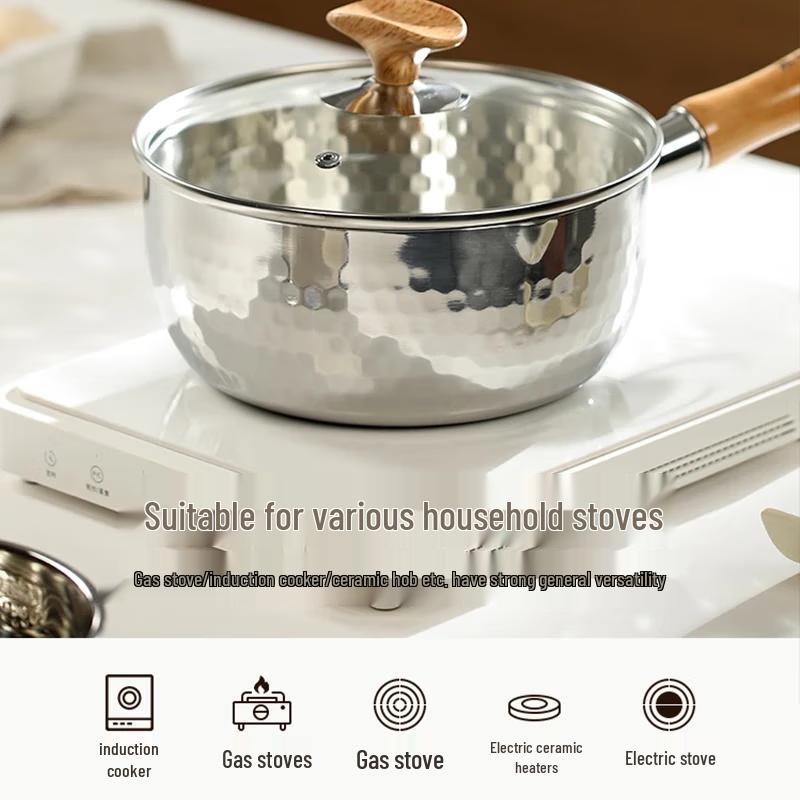 Hefeng Series 18cm Uncoated 304 Stainless Steel Yukihira Pot