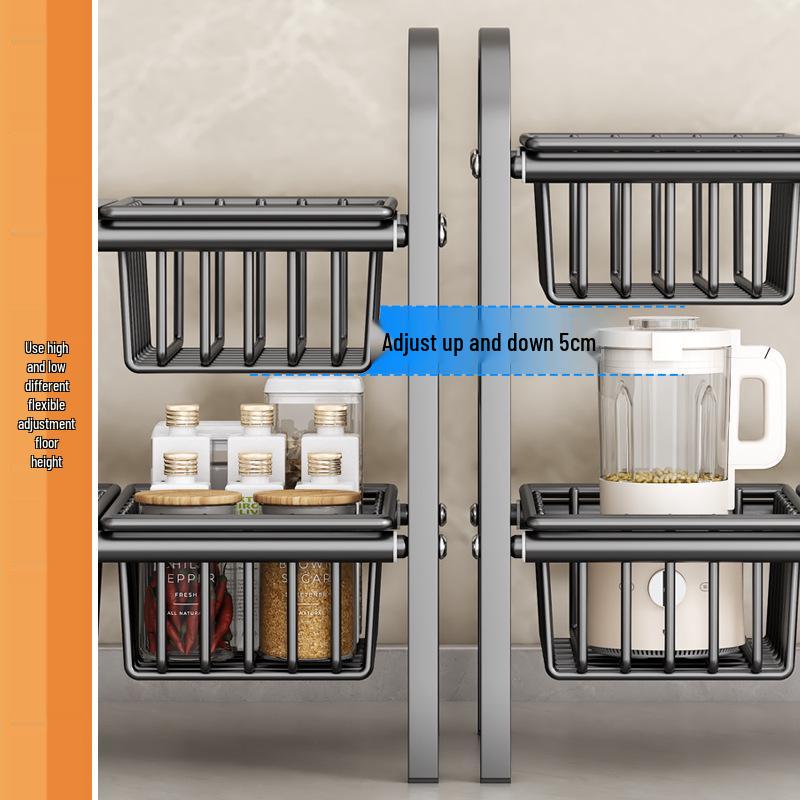Rozšiřitelný kuchyňský úložný regál: Podumyvadlová police na organizér na nádobí