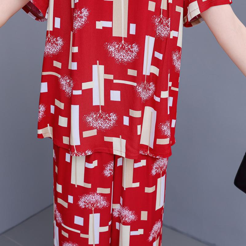 Summer Plus Size 2 Piece Sets Women Outfit Elegant  Loose High Waist Wide Leg Trouser Sets Female