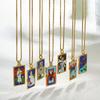 Collier pendentif carré Tarot Epoxy coloré Soleil Étoiles Lune Paume Mode Chaîne de pull