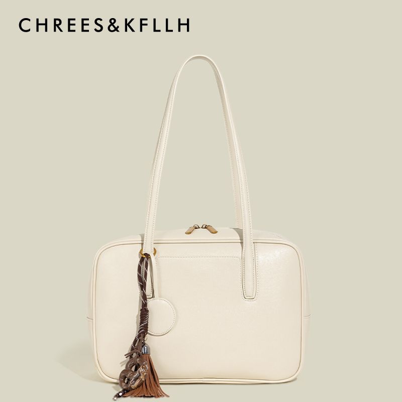 

Chrees & Kfllh Advanced Casual Bowling Bag Women 2025 New Large Capacity Commuter Portable Shoulder Bag Creamy-white large