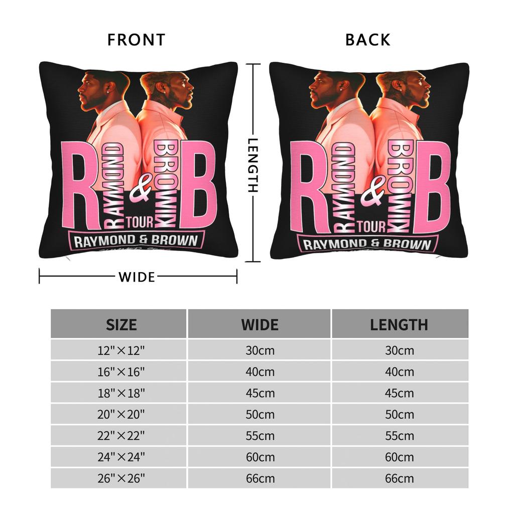 Chris Brown And Usher The Rb Tour Pillow Cover Raymond And Brown Retro Pillow Case For Couch Sofa Bedroom Square Pillowcases