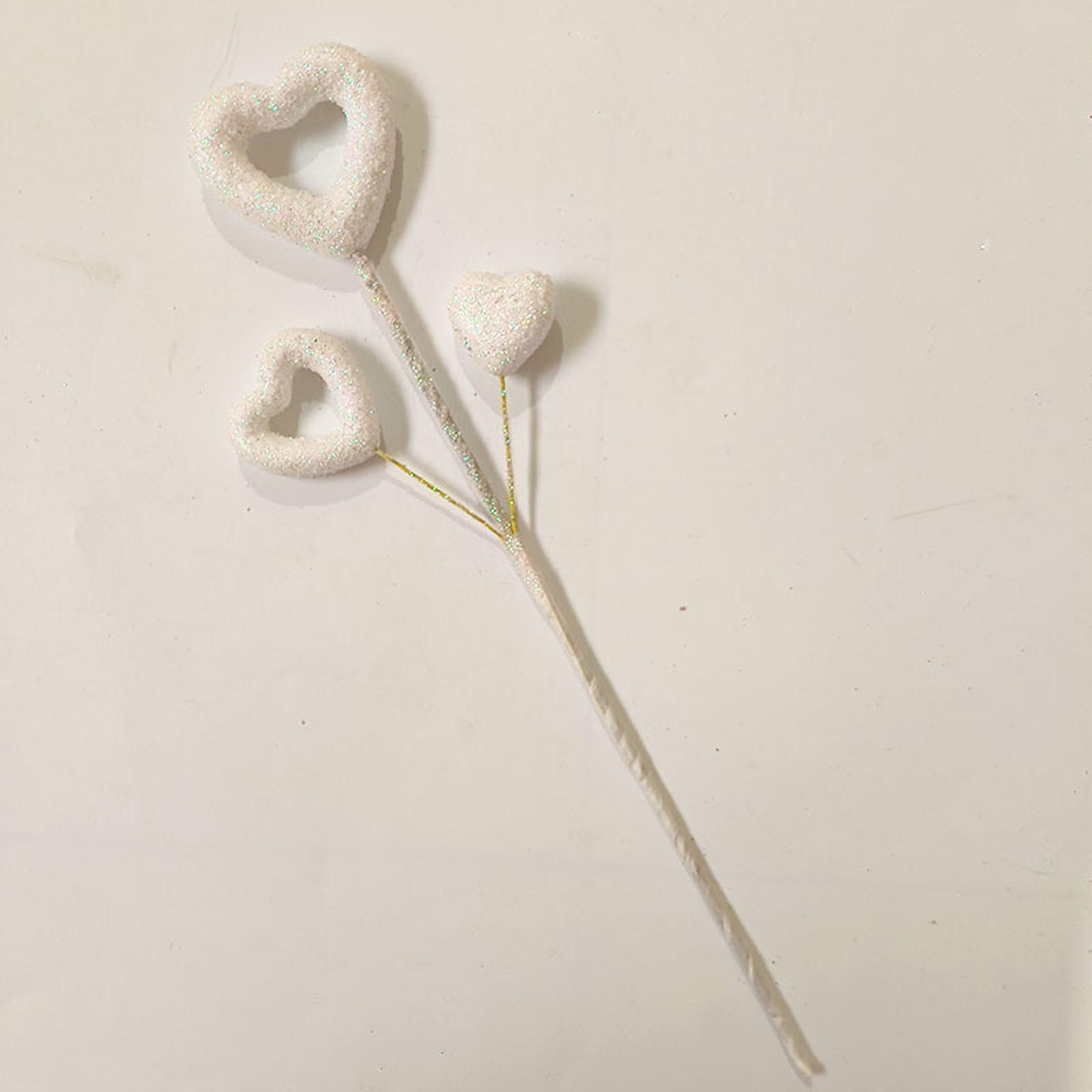 

Прикраси для квіткових композицій у формі серця до Дня святого Валентина, Квіткові гілки з пінопластового серця з блискітками, Ручна робота, Аксесуари у формі персикового серця, Святкові прикраси One Size білий