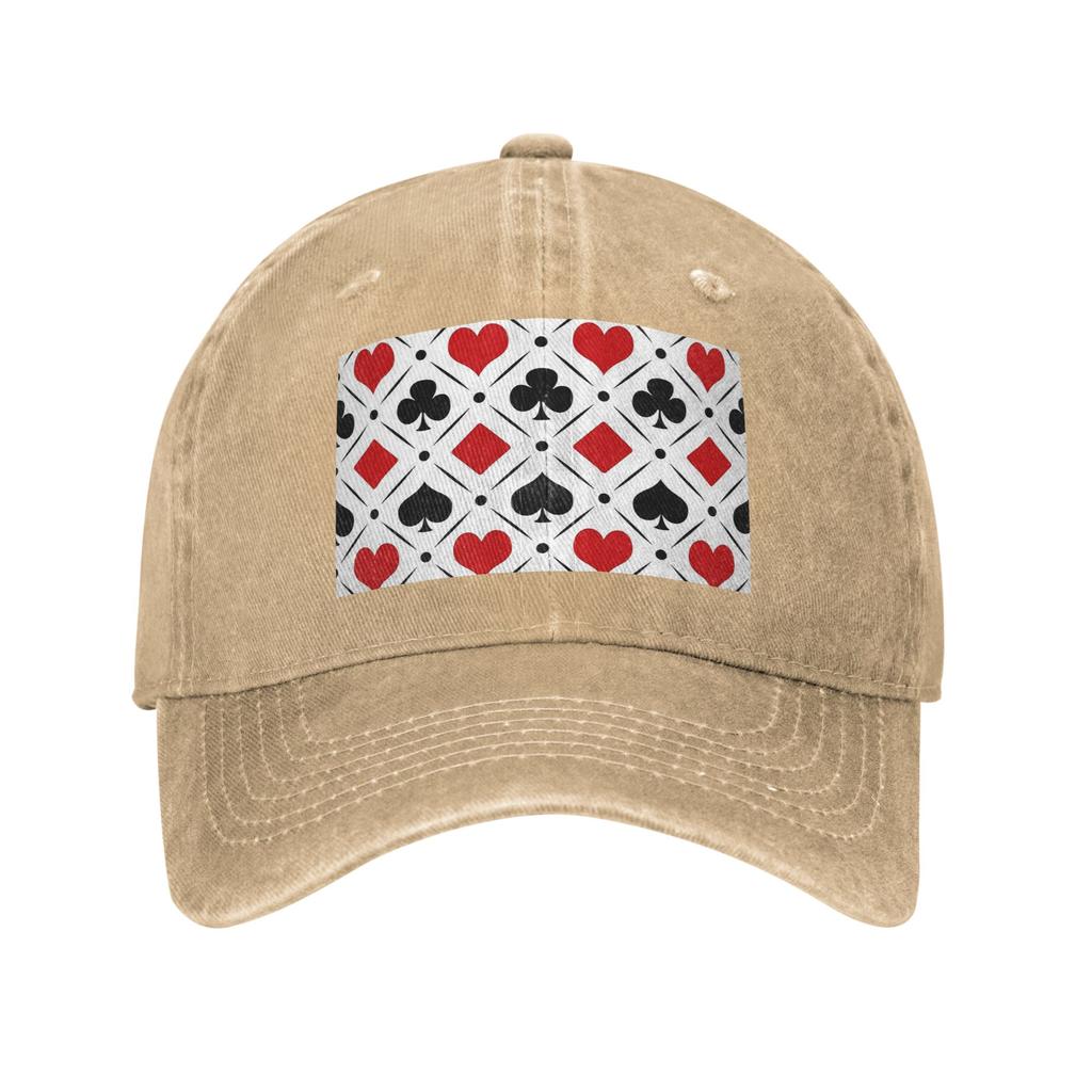 Playing card suits symbols Washed Denim Cap Casual Baseball Caps Adjustable Hat Summer Unisex Baseball Hats