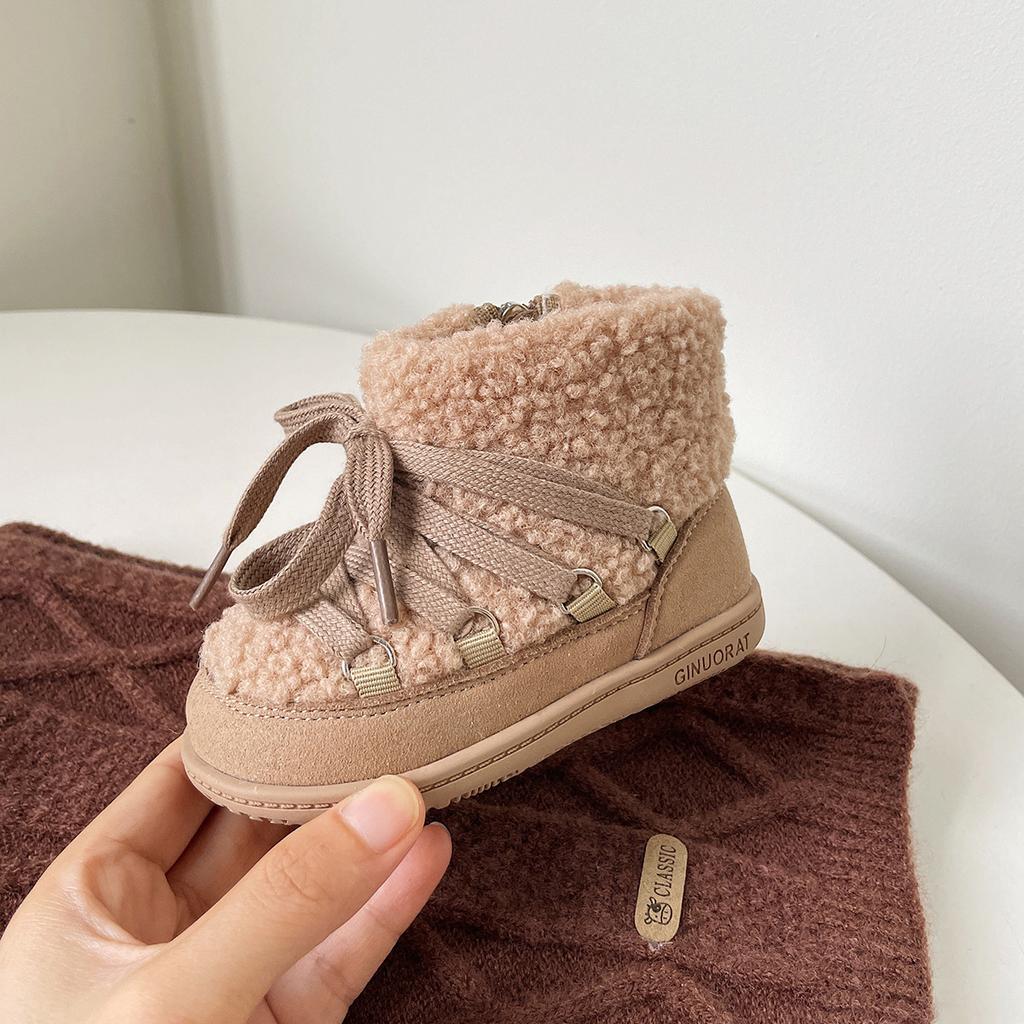 16-30 Größe Mädchen Baumwollstiefel Winter Baby Mädchen kurze Stiefel Lammwolle Kinder weiche Sohle Kleinkind Schuhe