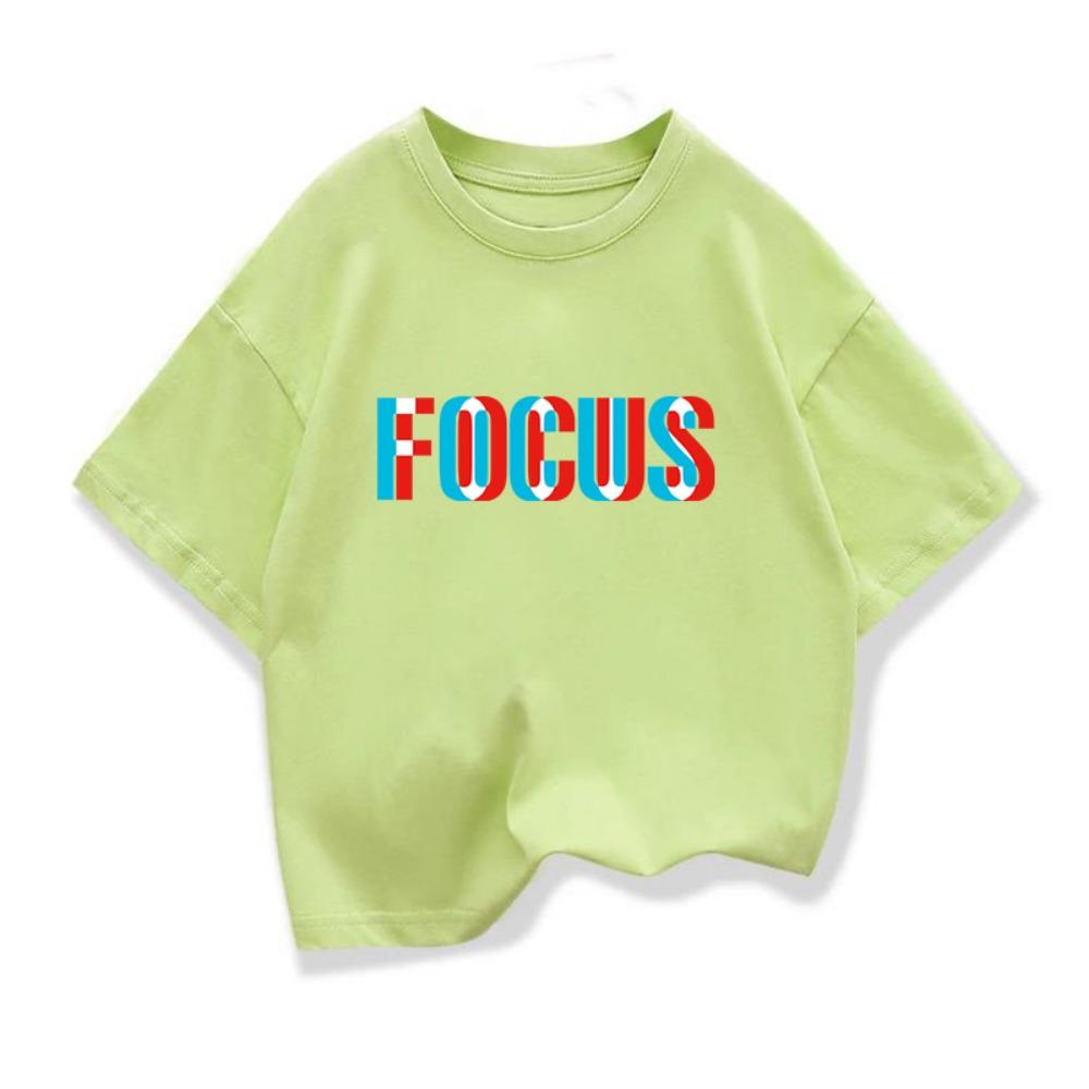 

High-quality Casual Sports Loose Oversized Funny Focus Printing Boy Round Neck Short-sleeved Girl T-shirt Top 100