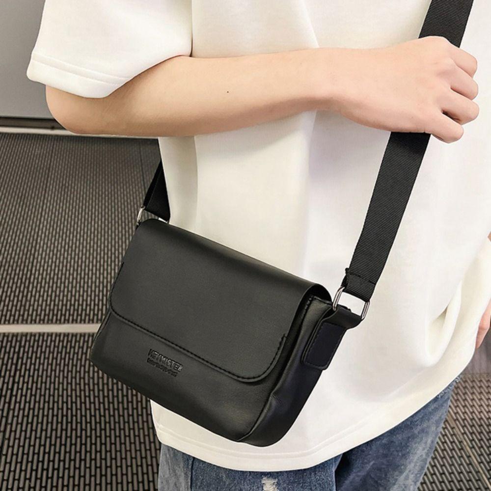 Rectangular Men Crossbody Bag PU Leather Shoulder Bag Fashion Women Messenger Bag  Camping