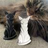 1 Pc Elegant Cat Sculpture With Stripes Cat Figurine Indoor/Outdoor Home Decor Charming Cat Statue Desks Bookshelves Ornament