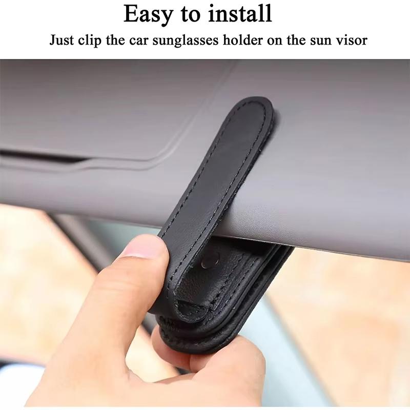 Universal Car Sunglasses Holder Car Magnetic Leather Clip Card Ticket Holder Auto Sun Visor Glasses Box Decoration Accessories