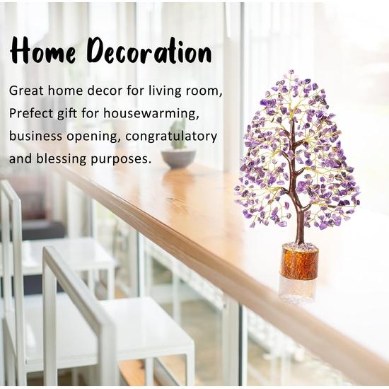 Crocon Amethyst & Citrine Gemstone Tree Feng Shui Figurine Money Bonsai Good Luck Chakra Balancing Reiki Healing Crystals Decoration  10-12