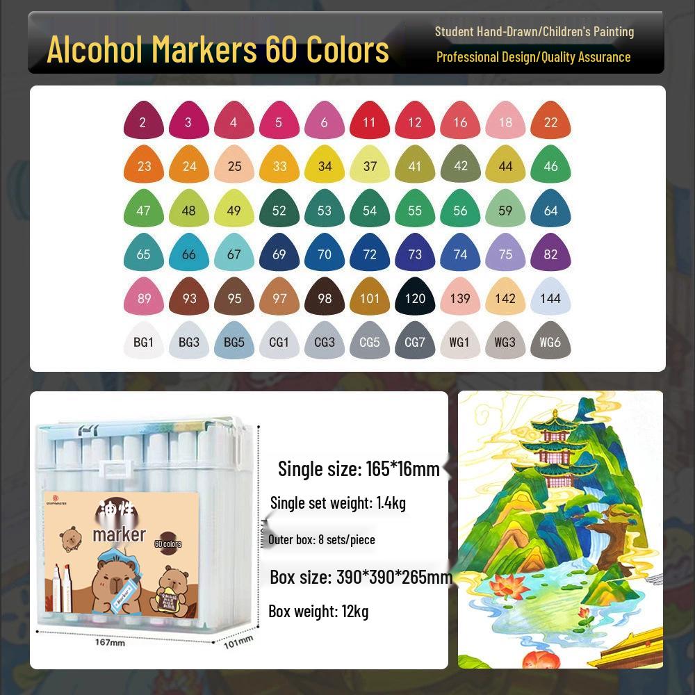 Sta GM1020 Dual-Tip Alcohol-Based Art Marker Set for Students & Professionals