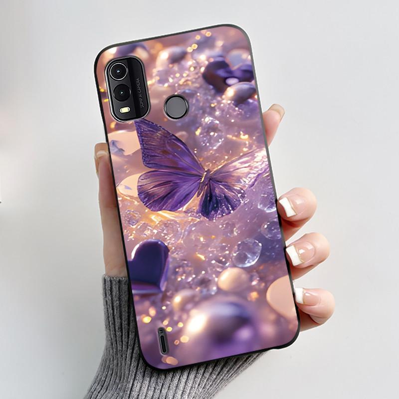 Per Nokia G11+ G11 G21 Custodia Coppia Moda Farfalle Fiori Nero Morbido Silicone TPU Cover Posteriore per Telefono Nokia G11 Plus