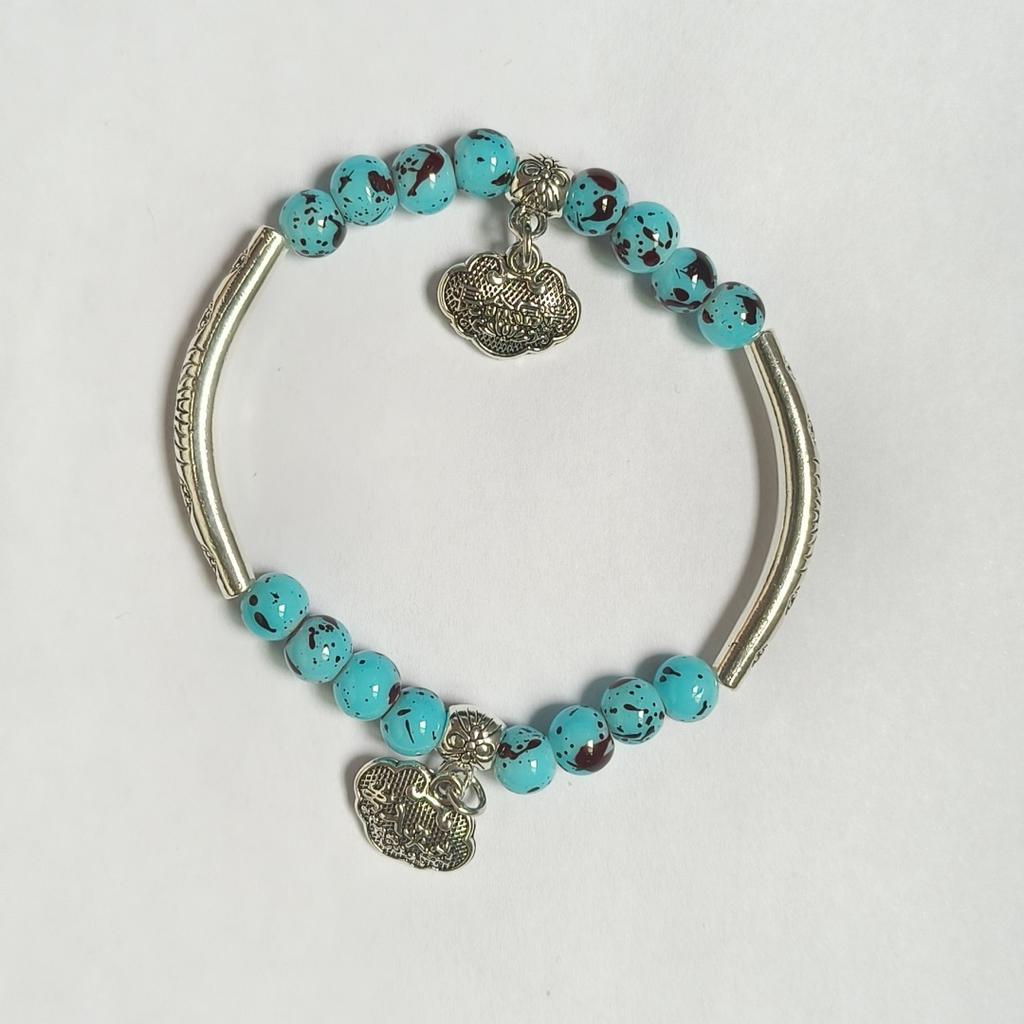 Neuer Chinesischer Ethnischer Stil Langlebigkeits-Schloss Perlen-Spleiß-Armband Herren- und Damen-Nischen-Design Vielseitiger Retro-Freundin Hand Schmuck