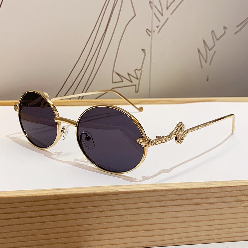 

Женские модные солнцезащитные очки с круглыми линзами и дужками в виде змеи: Модный стиль европейских и американских инфлюенсеров Regular