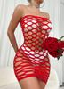 White Women Lingerie Fishnet Mini Dress Mesh Fishnet Bodysuit Lingerie See Through Babydoll Chemise Sleepwear Summer Dress