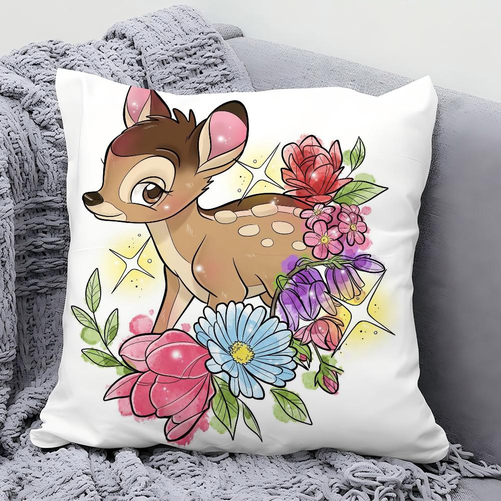 Animated B-Bambi Fairy Tale Pillow Case Square Pillow Bedroom Sofa Leisure Comfort Cushion Car Living Room Home Decoration 40X40