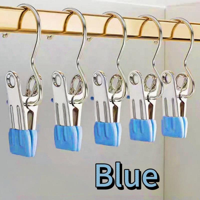 10pcs Stainless Steel Clothespins Laundry Clothes Pegs Hook Portable Hanging Clothes Clip Wardrobe Clothes Organizer Hanger