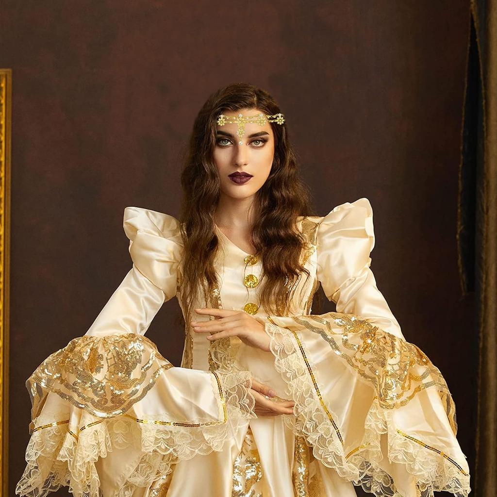 Theshai Gold Head Chain for Women Jewelry Headband Crystal Bohemian, Hair Accessories with Peal Women Head Chains Tassel Forehead Chain Festival Prom