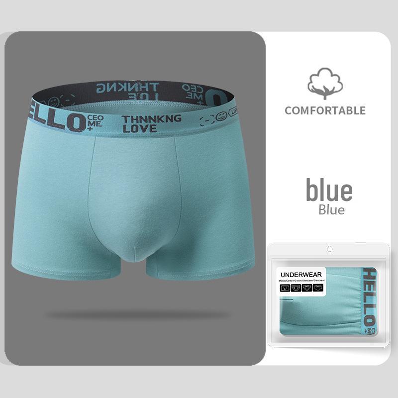 Pánské spodní prádlo ze 100% čisté bavlny se středně vysokým pasem s pasovkou HELLO a grafénovým klínem - Prodyšná jednobarevná varianta na podzim