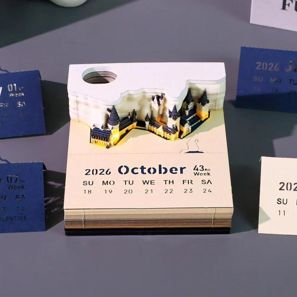 Notepad Magic Castle Calendar With Lights 2026 Weekly Calendar Creative Paper Sculpture Calendar
